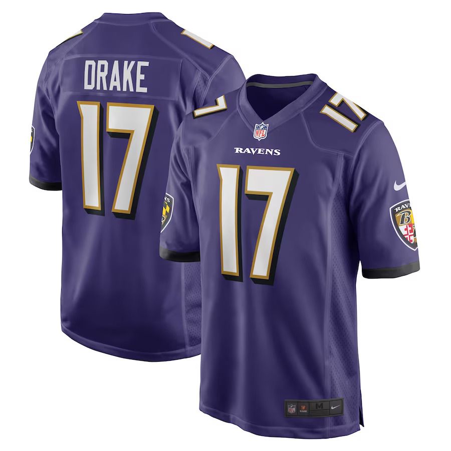 Men Baltimore Ravens 17 Kenyan Drake Nike Purple Game Player NFL Jersey